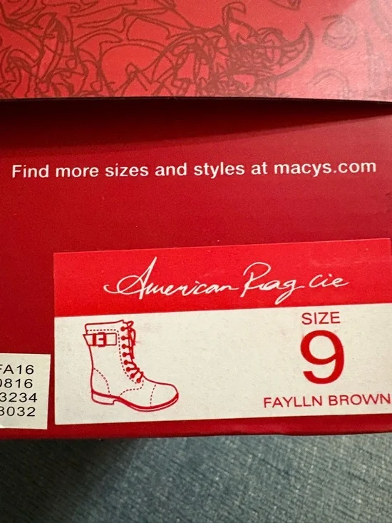 American Rag Brown Women’s Boots 9 Lace-Up Side-Zip Combat Boots NWT - Picture 5 of 6